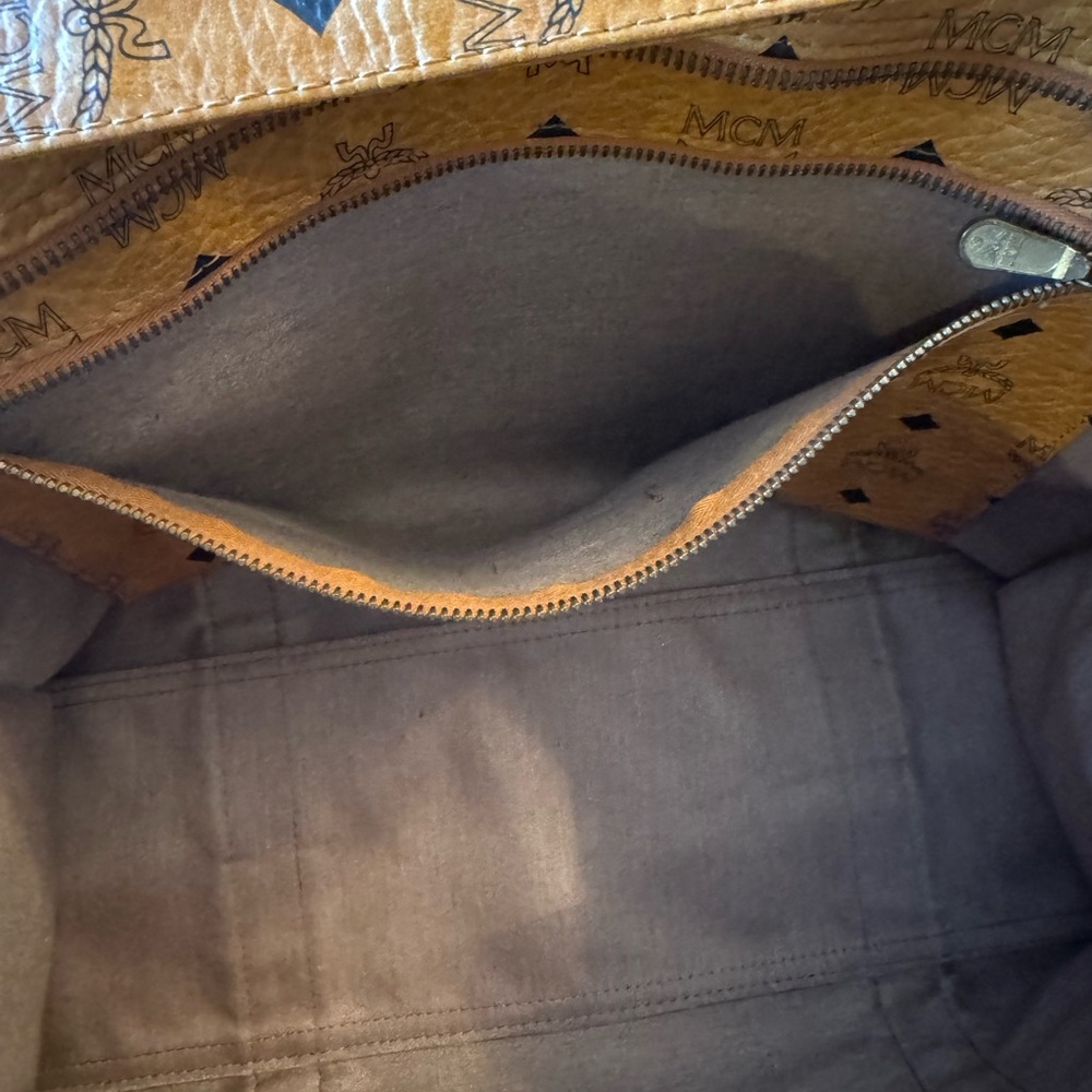MCM Cognac Monogram Tote Bag - Picture 8 of 15
